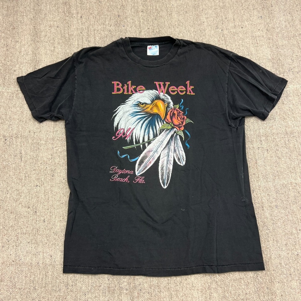 Vintage‎ Bike Week Shirt Mens XL Black 1990s Daytona Beach Florida